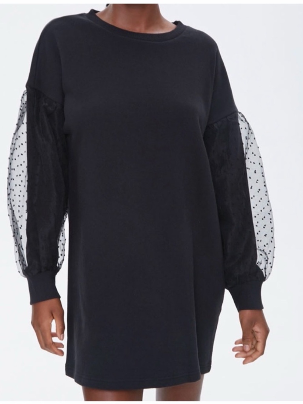 Forever 21 Black Sweatshirt Dress with Details Size Small New with Tags